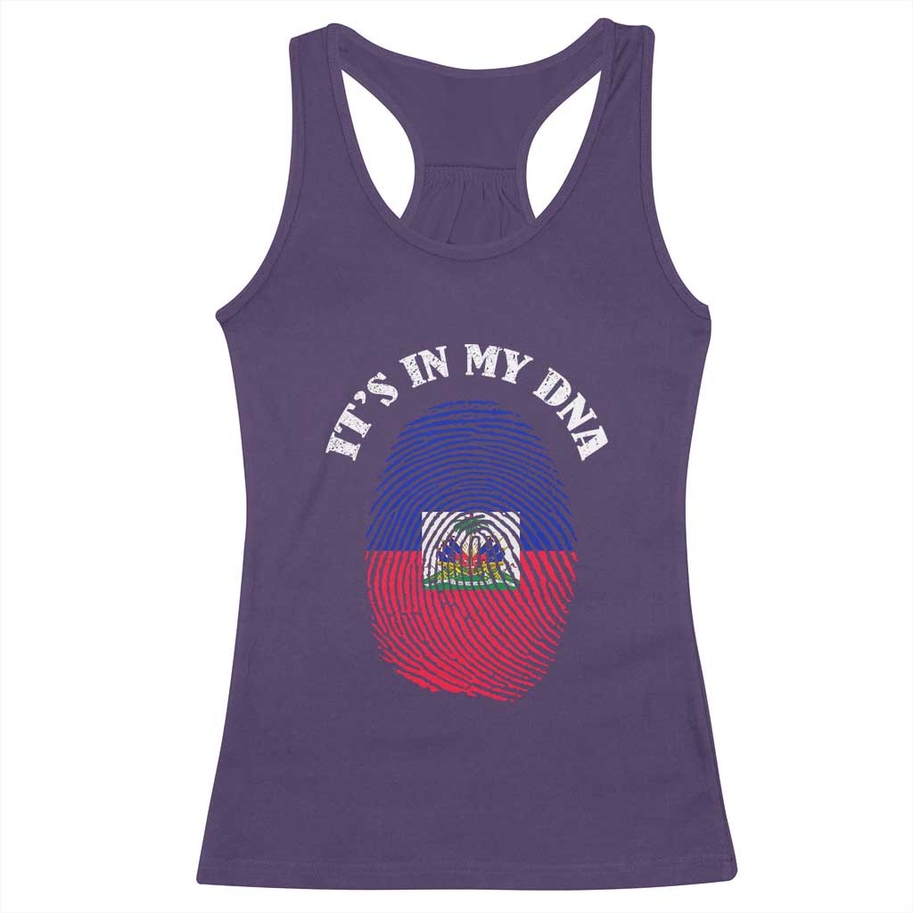 It's In My DNA Haitian Flag Fingerprint Graphic Racerback Tank Top Haiti Heritage Pride