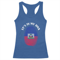 It's In My DNA Haitian Flag Fingerprint Graphic Racerback Tank Top Haiti Heritage Pride