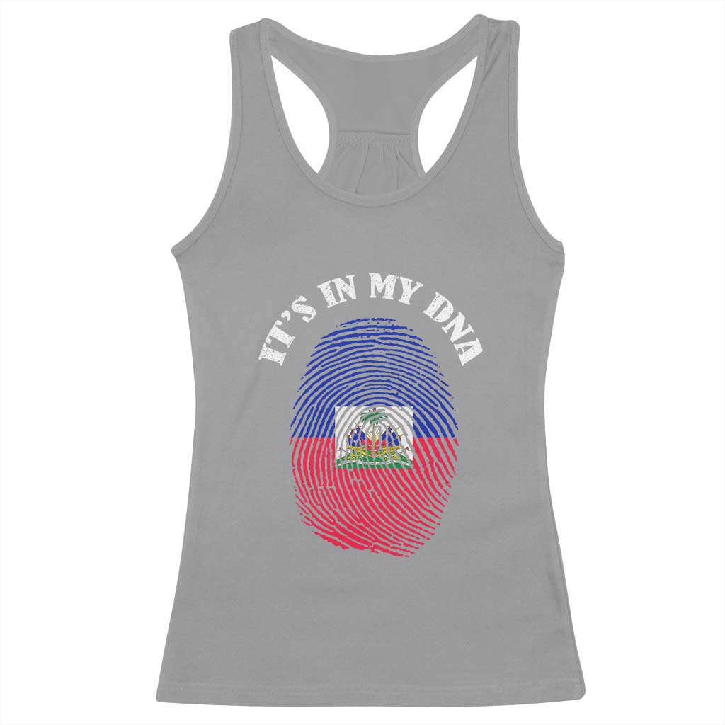 It's In My DNA Haitian Flag Fingerprint Graphic Racerback Tank Top Haiti Heritage Pride
