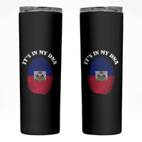 It's In My DNA Haitian Flag Fingerprint Graphic Skinny Tumbler Haiti Heritage Pride