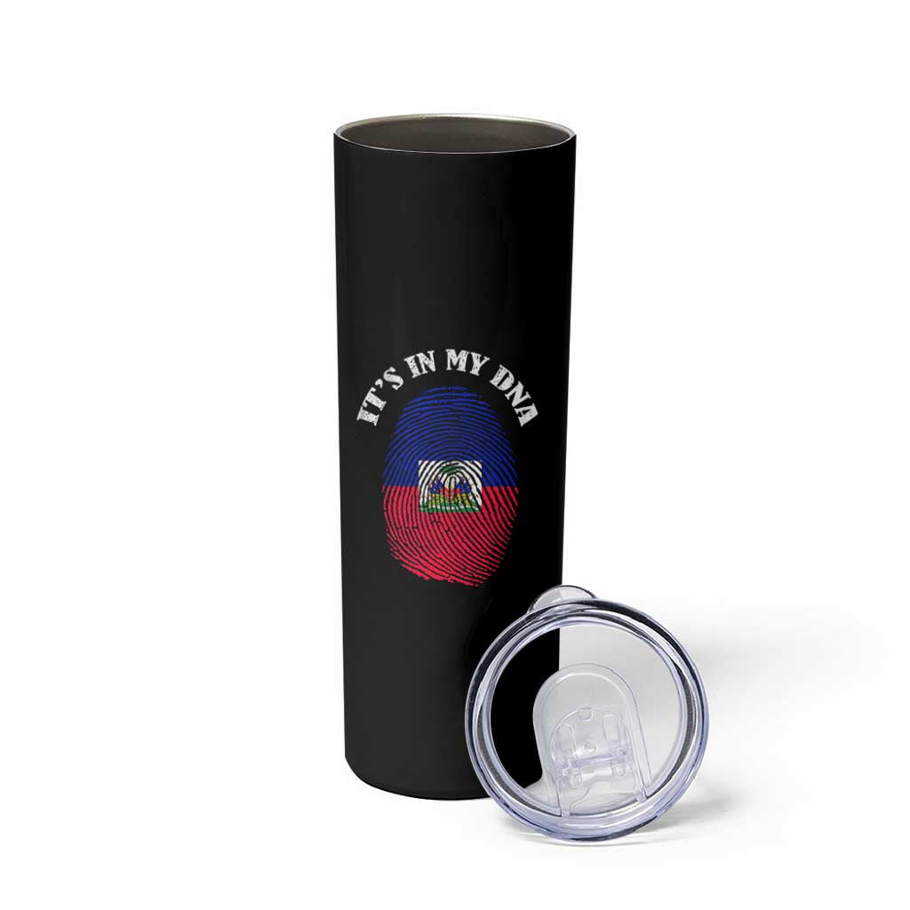 It's In My DNA Haitian Flag Fingerprint Graphic Skinny Tumbler Haiti Heritage Pride