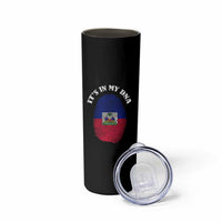 It's In My DNA Haitian Flag Fingerprint Graphic Skinny Tumbler Haiti Heritage Pride