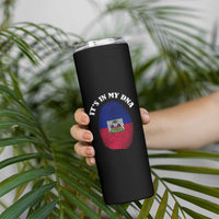 It's In My DNA Haitian Flag Fingerprint Graphic Skinny Tumbler Haiti Heritage Pride