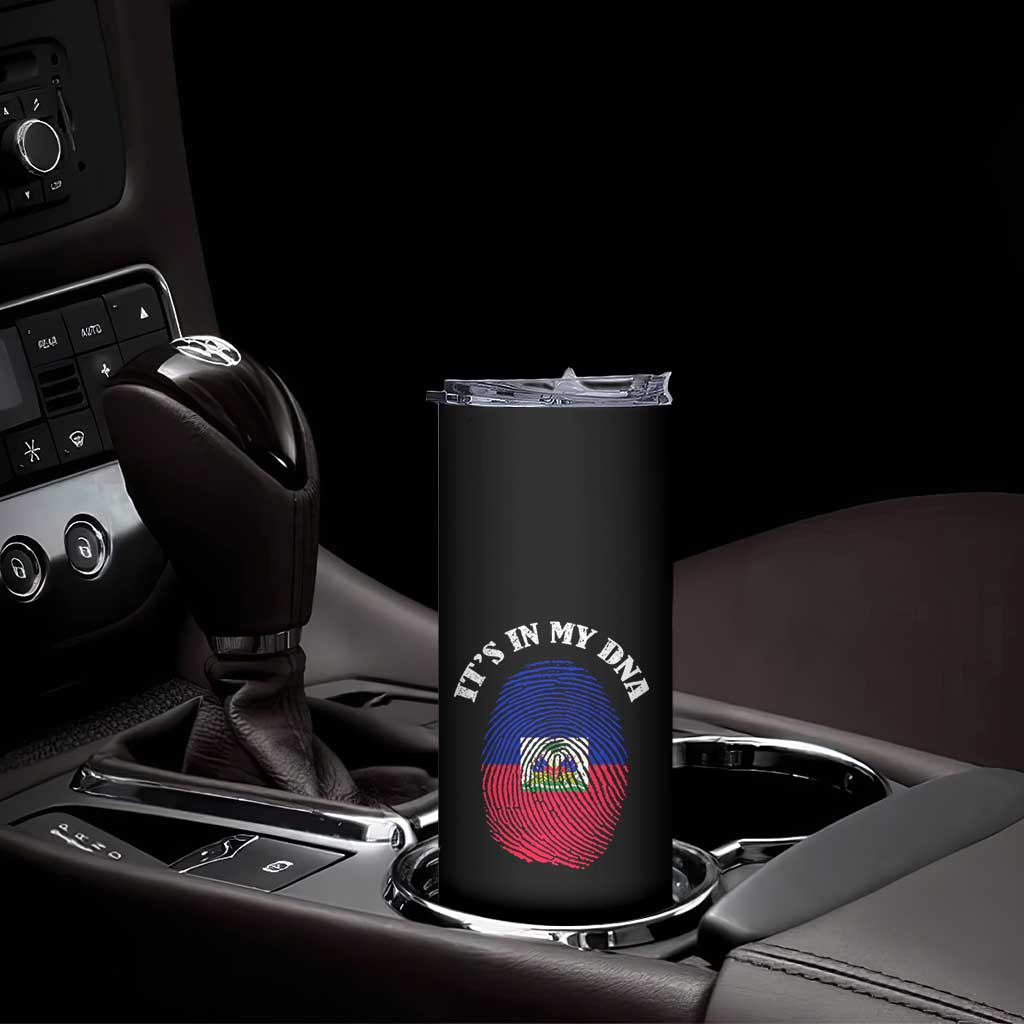 It's In My DNA Haitian Flag Fingerprint Graphic Skinny Tumbler Haiti Heritage Pride