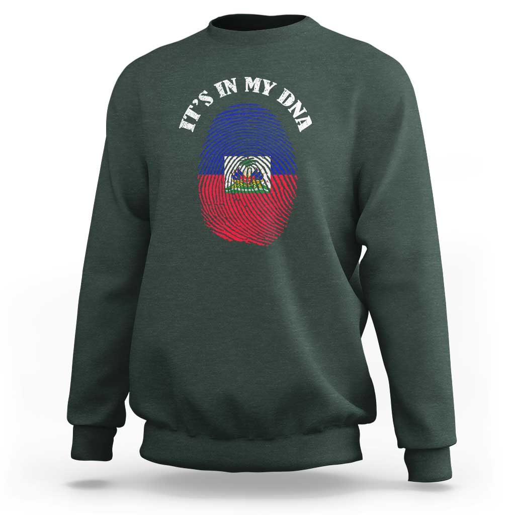 It's In My DNA Haitian Flag Fingerprint Graphic Sweatshirt Haiti Heritage Pride