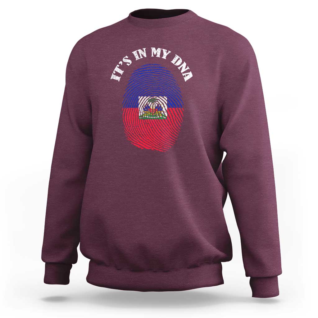 It's In My DNA Haitian Flag Fingerprint Graphic Sweatshirt Haiti Heritage Pride