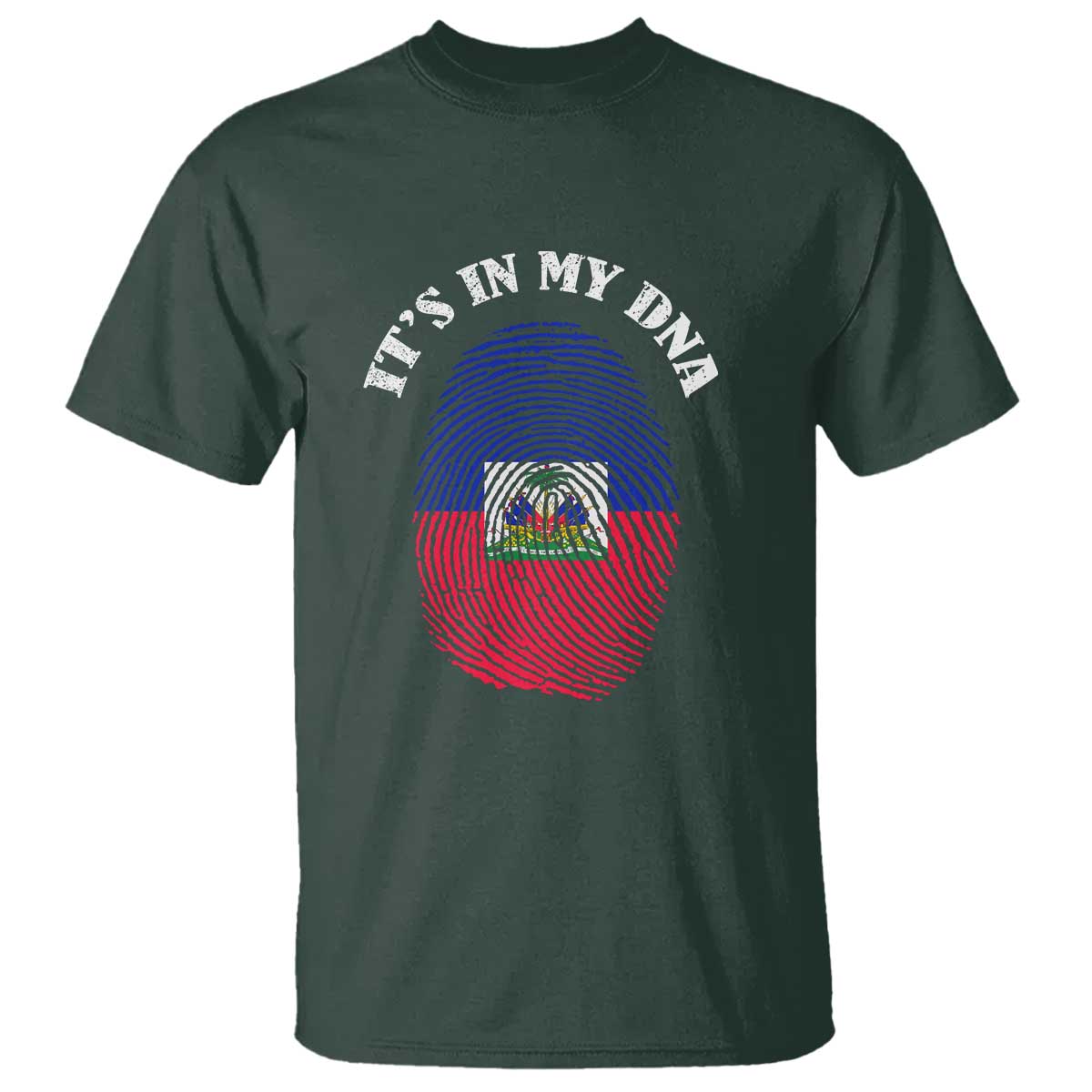 It's In My DNA Haitian Flag Fingerprint Graphic T Shirt Haiti Heritage Pride