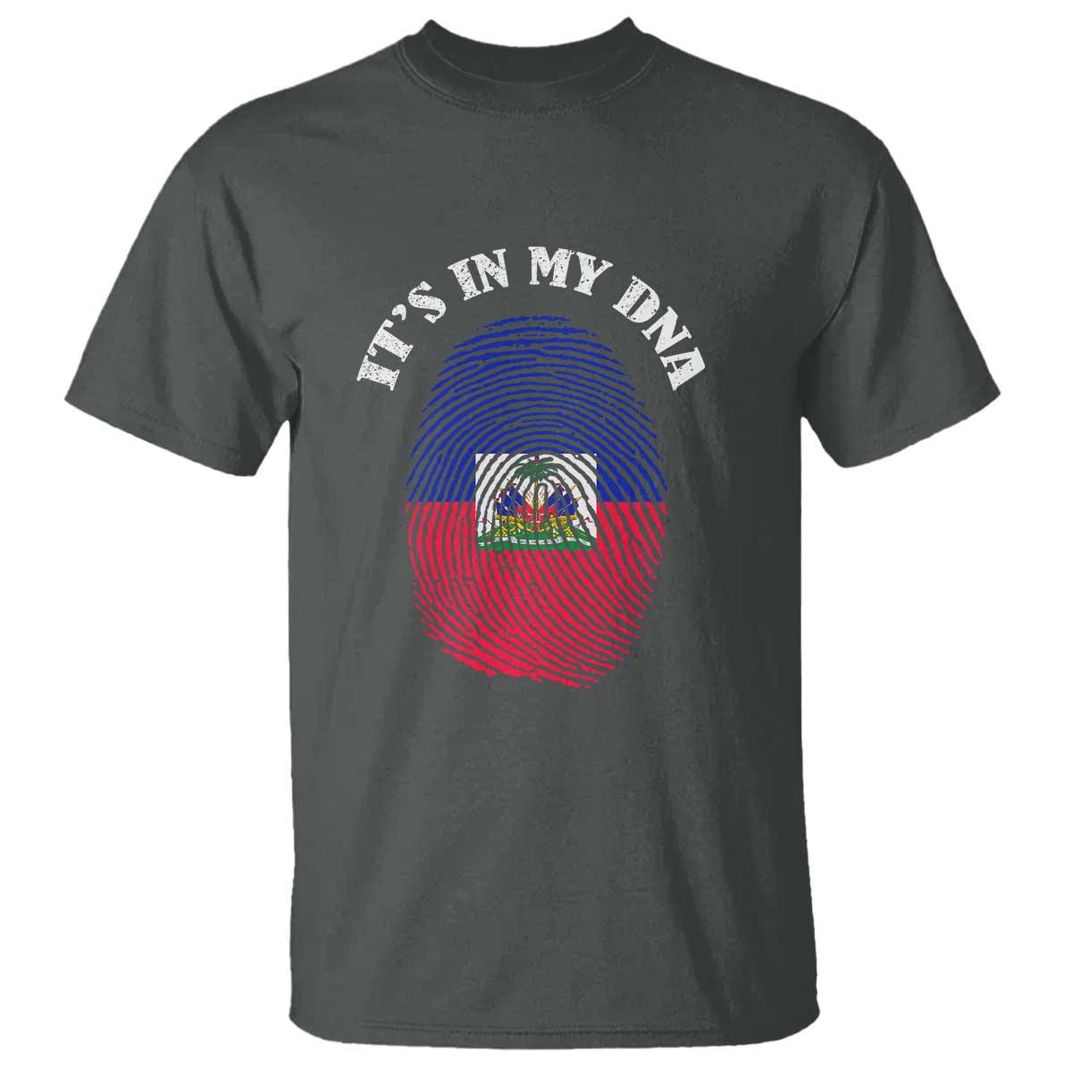 It's In My DNA Haitian Flag Fingerprint Graphic T Shirt Haiti Heritage Pride