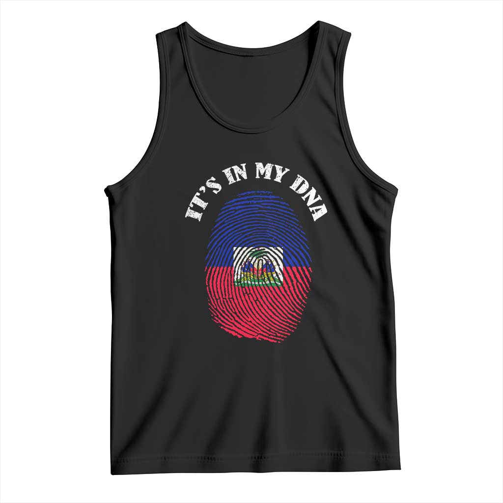It's In My DNA Haitian Flag Fingerprint Graphic Tank Top Haiti Heritage Pride