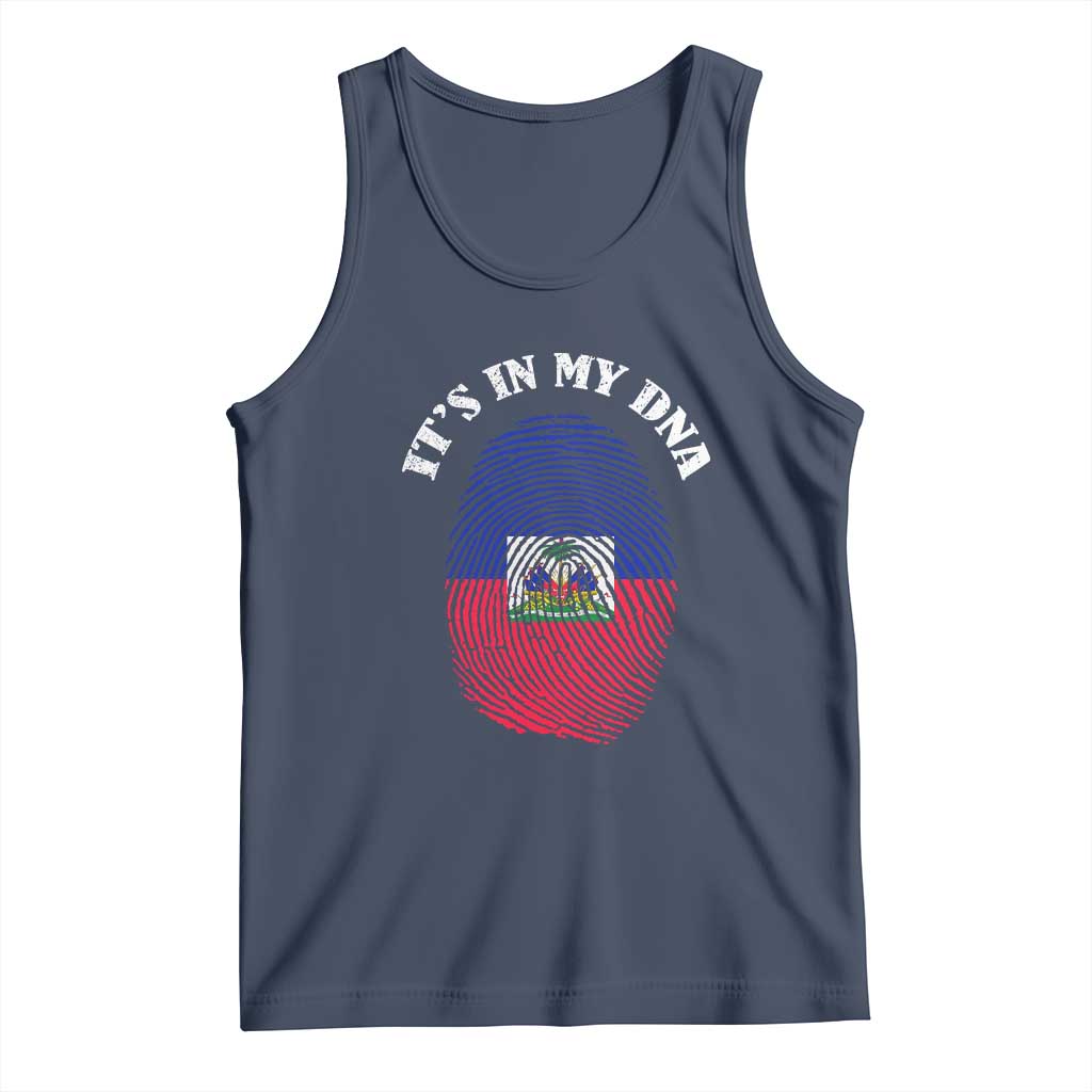 It's In My DNA Haitian Flag Fingerprint Graphic Tank Top Haiti Heritage Pride