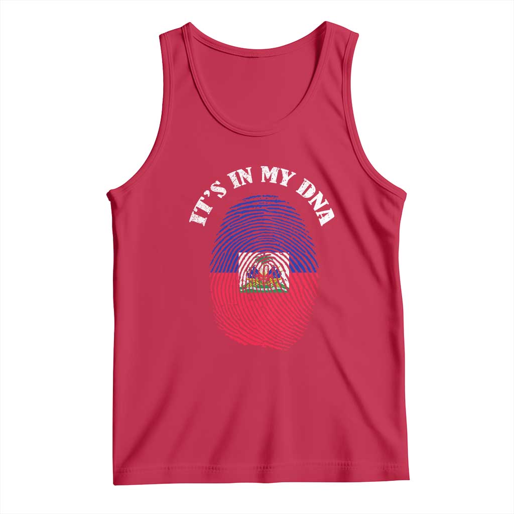 It's In My DNA Haitian Flag Fingerprint Graphic Tank Top Haiti Heritage Pride