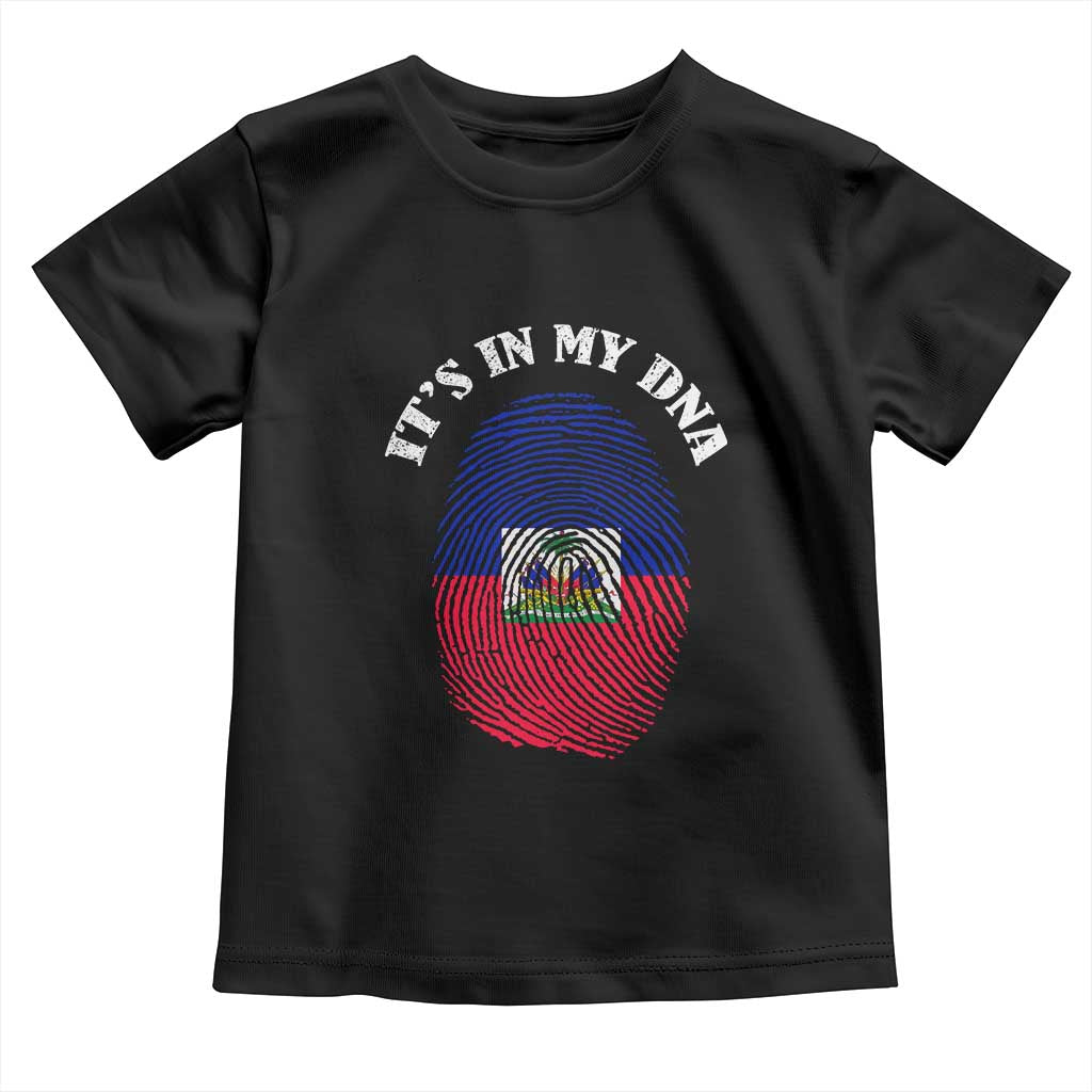 It's In My DNA Haitian Flag Fingerprint Graphic Toddler T Shirt Haiti Heritage Pride