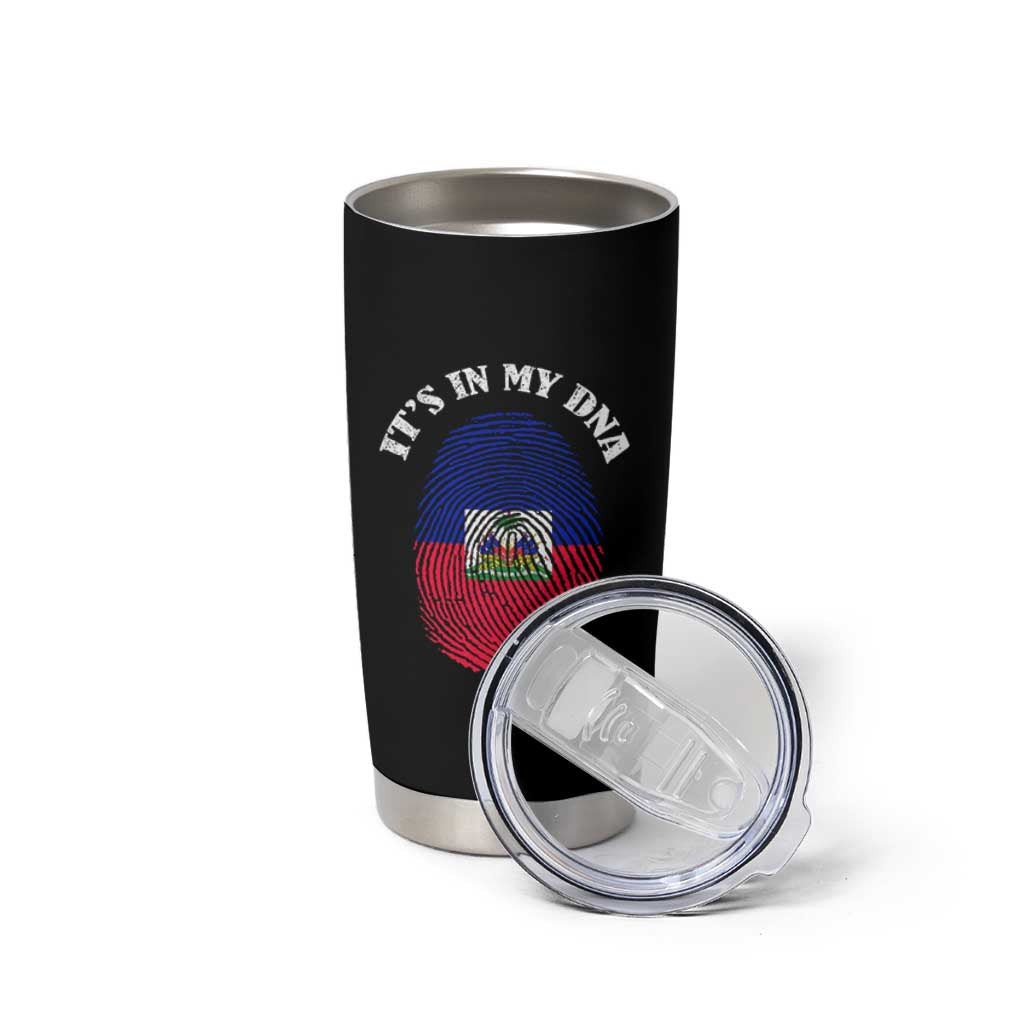 It's In My DNA Haitian Flag Fingerprint Graphic Tumbler Cup Haiti Heritage Pride