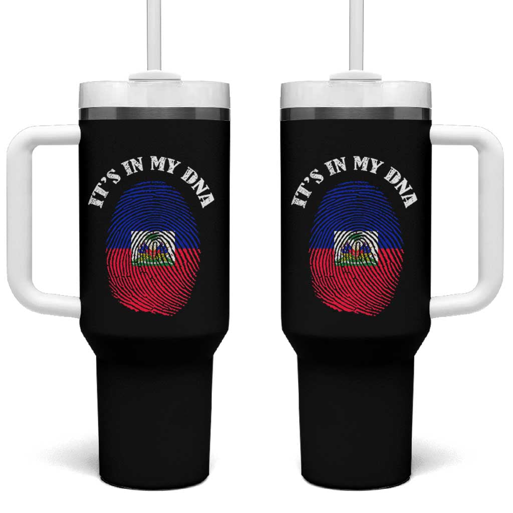It's In My DNA Haitian Flag Fingerprint Graphic Tumbler With Handle Haiti Heritage Pride