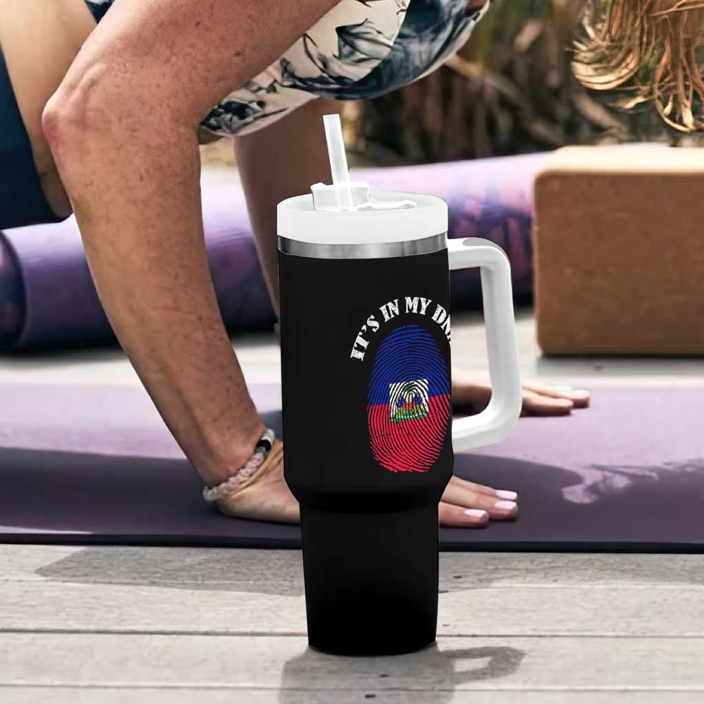 It's In My DNA Haitian Flag Fingerprint Graphic Tumbler With Handle Haiti Heritage Pride