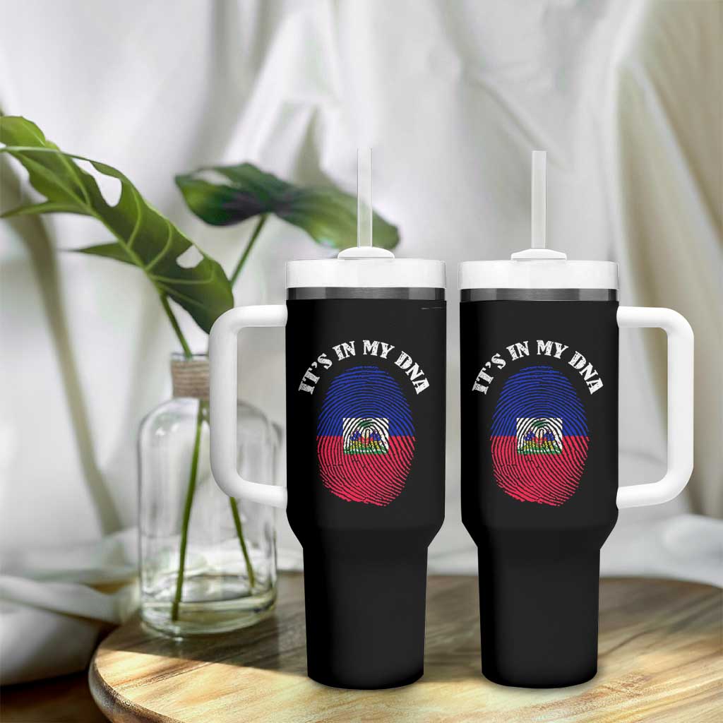 It's In My DNA Haitian Flag Fingerprint Graphic Tumbler With Handle Haiti Heritage Pride