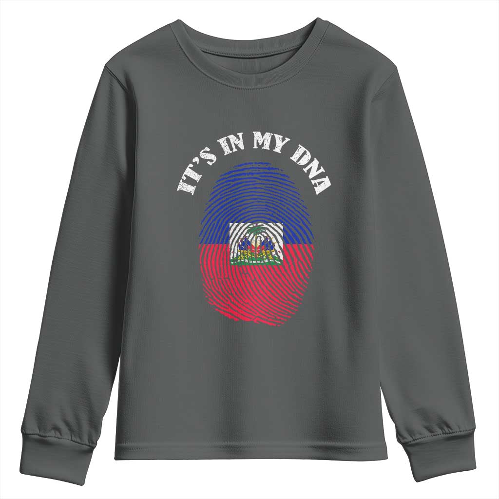 It's In My DNA Haitian Flag Fingerprint Graphic Youth Sweatshirt Haiti Heritage Pride