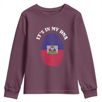 It's In My DNA Haitian Flag Fingerprint Graphic Youth Sweatshirt Haiti Heritage Pride