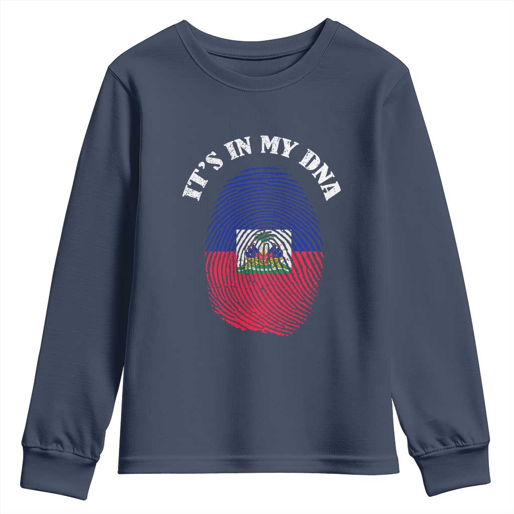 It's In My DNA Haitian Flag Fingerprint Graphic Youth Sweatshirt Haiti Heritage Pride