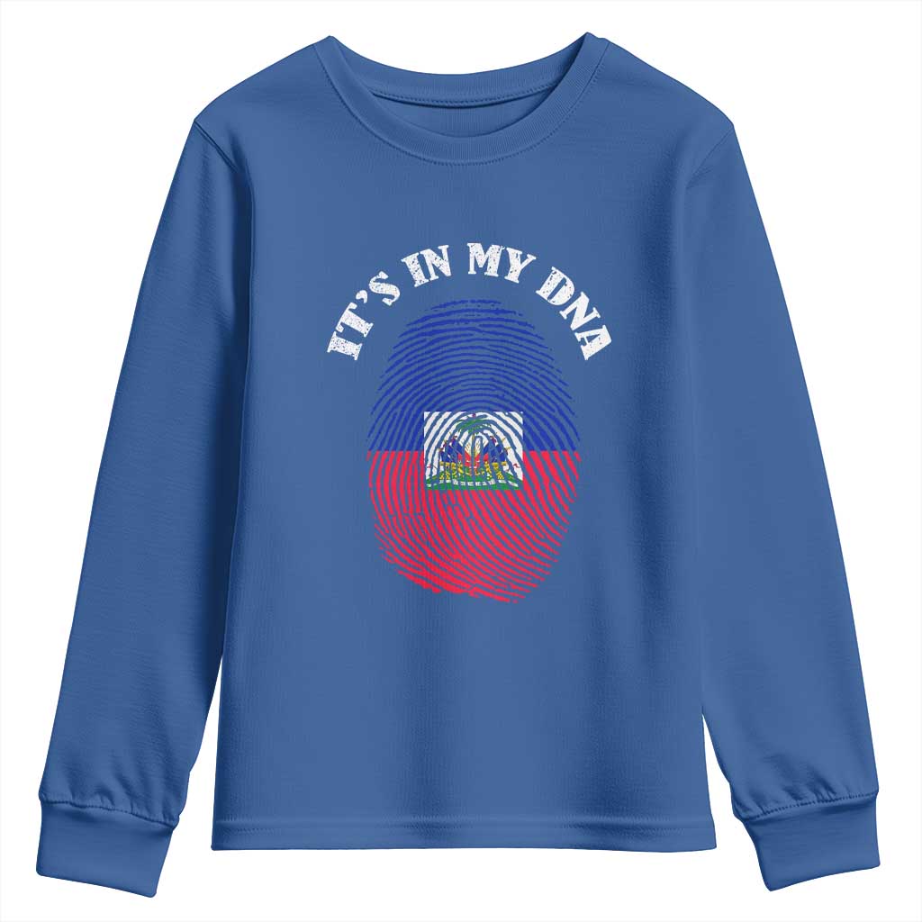 It's In My DNA Haitian Flag Fingerprint Graphic Youth Sweatshirt Haiti Heritage Pride