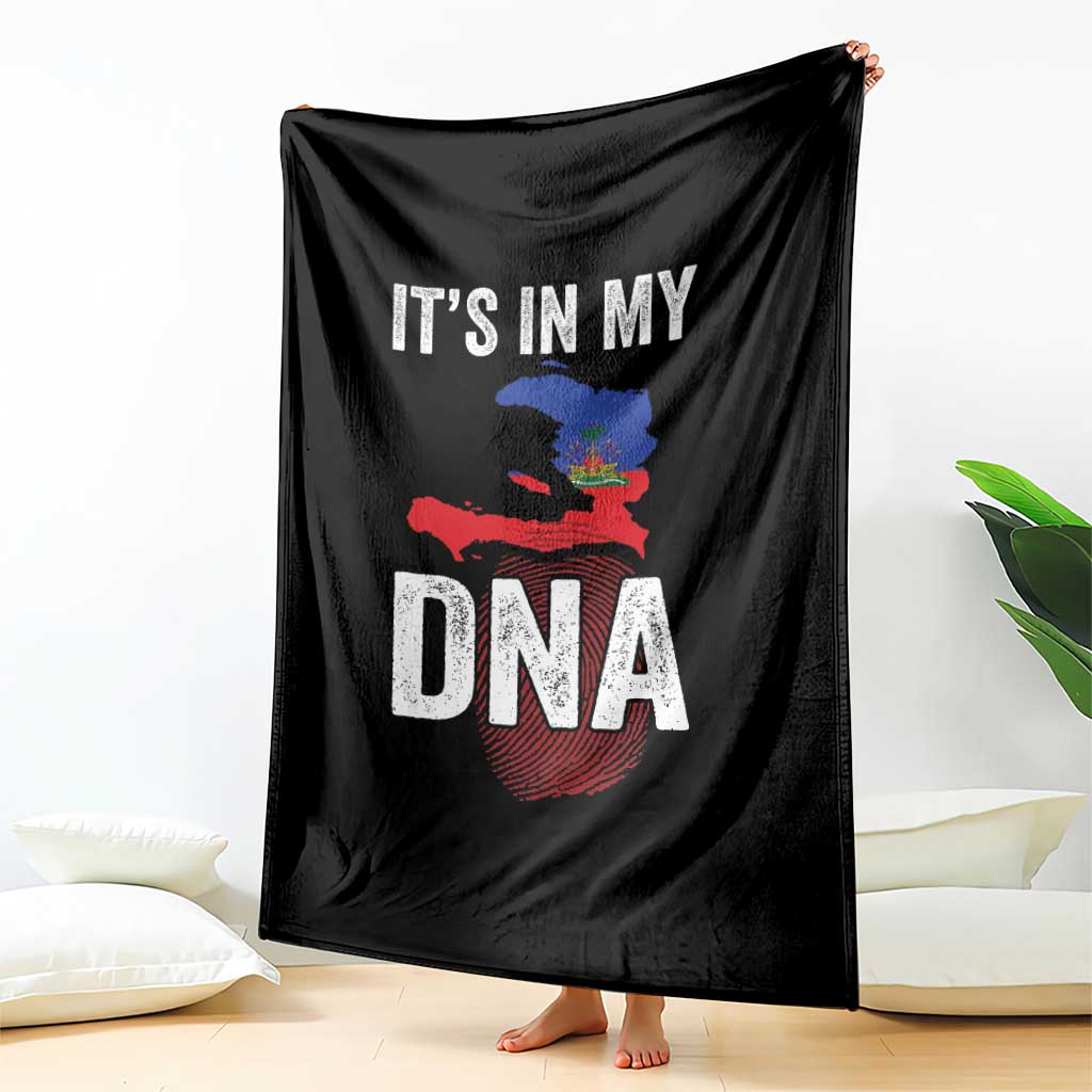 It's In My DNA Haitian Map and Fingerprint Flag Graphic Throw Blanket Haiti Heritage Pride