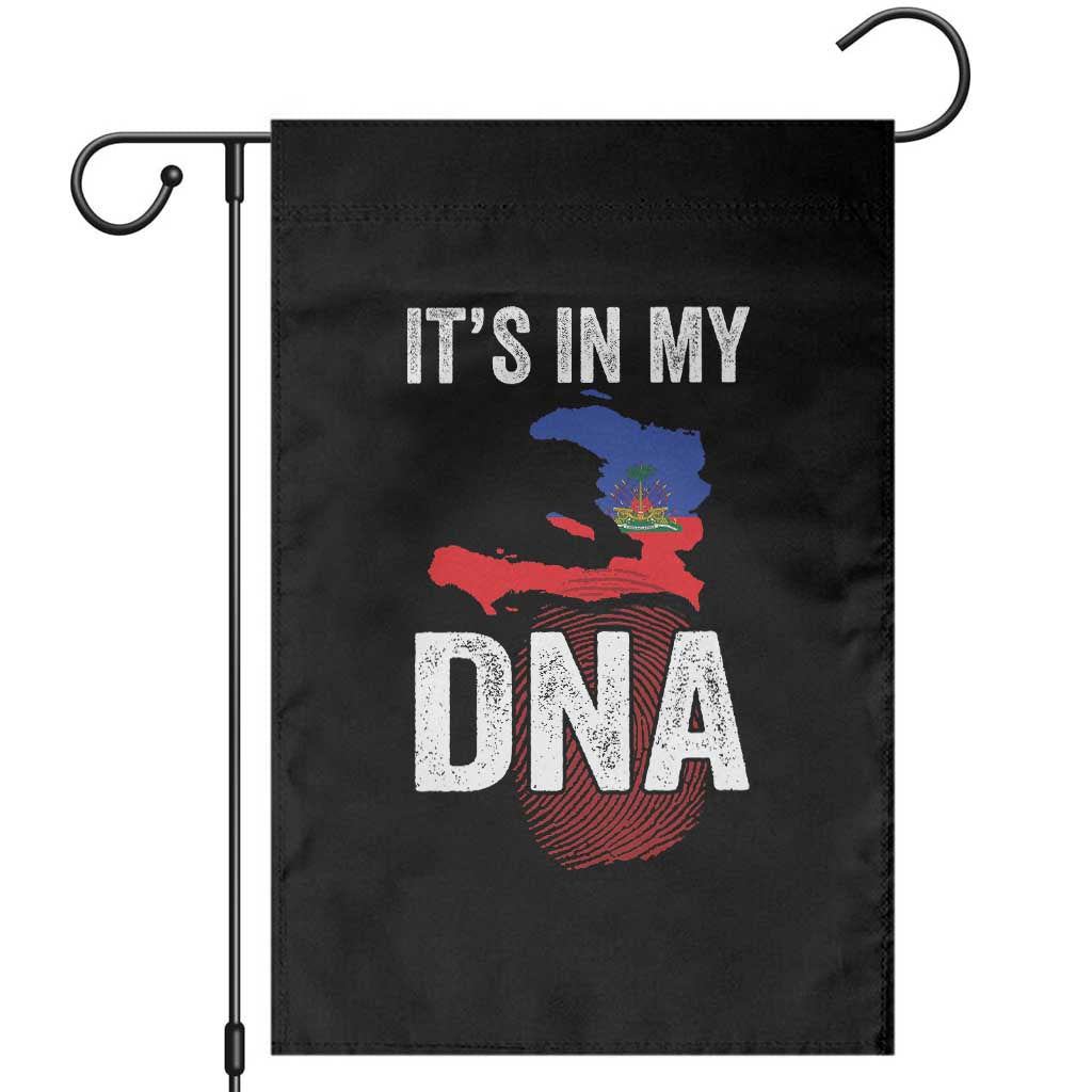 It's In My DNA Haitian Map and Fingerprint Flag Graphic Garden Flag Haiti Heritage Pride