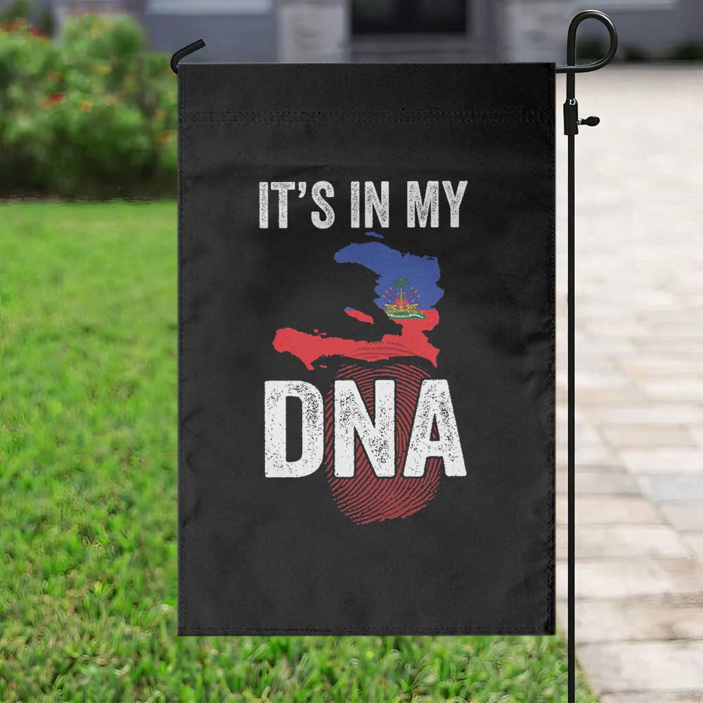 It's In My DNA Haitian Map and Fingerprint Flag Graphic Garden Flag Haiti Heritage Pride