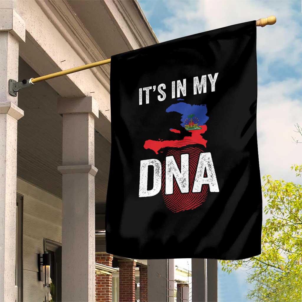 It's In My DNA Haitian Map and Fingerprint Flag Graphic Garden Flag Haiti Heritage Pride