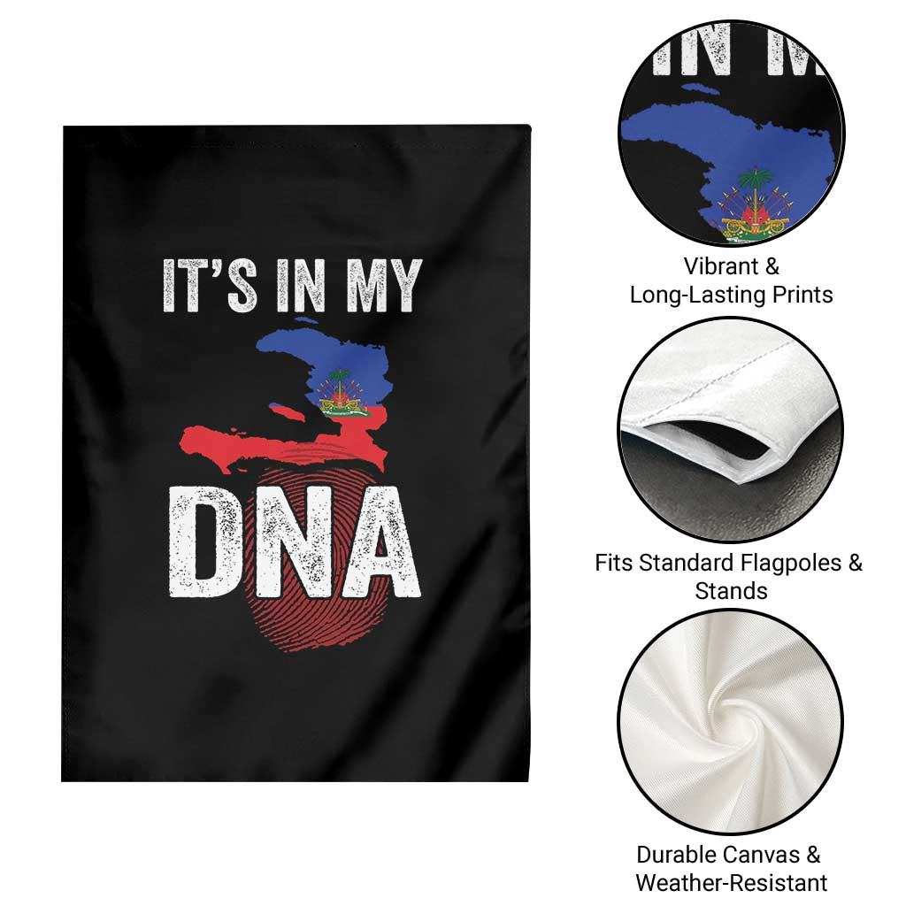 It's In My DNA Haitian Map and Fingerprint Flag Graphic Garden Flag Haiti Heritage Pride