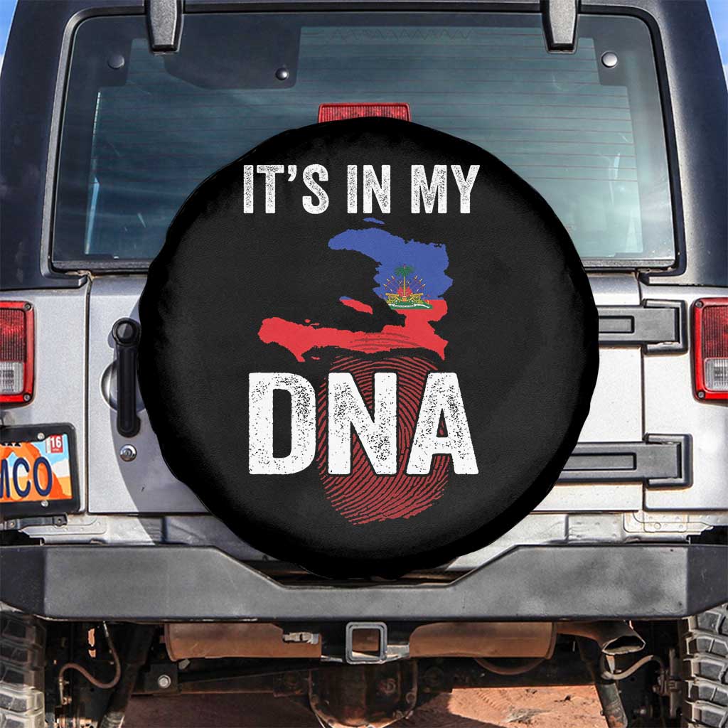 It's In My DNA Haitian Map and Fingerprint Flag Graphic Spare Tire Cover Haiti Heritage Pride