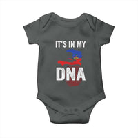 It's In My DNA Haitian Map and Fingerprint Flag Graphic Baby Onesie Haiti Heritage Pride