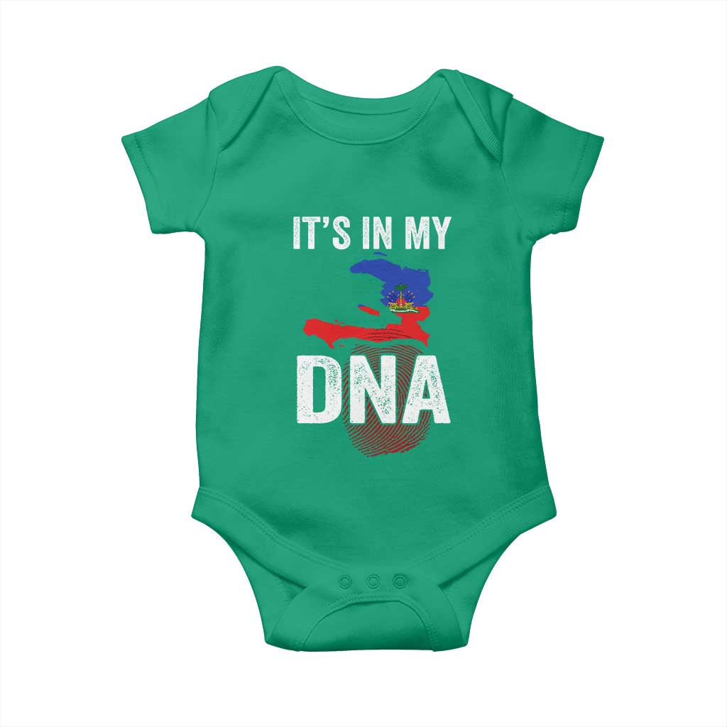 It's In My DNA Haitian Map and Fingerprint Flag Graphic Baby Onesie Haiti Heritage Pride