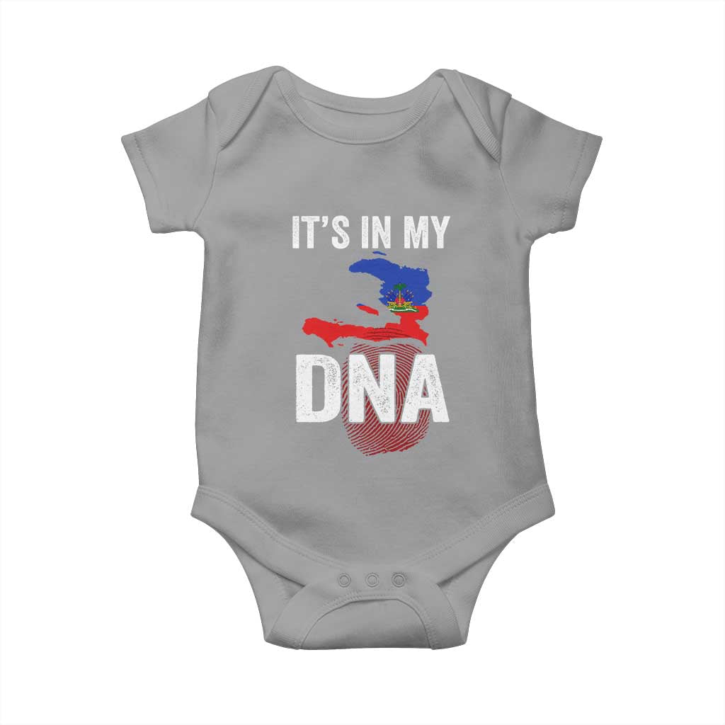 It's In My DNA Haitian Map and Fingerprint Flag Graphic Baby Onesie Haiti Heritage Pride