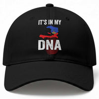 It's In My DNA Haitian Map and Fingerprint Flag Graphic Baseball Cap Haiti Heritage Pride