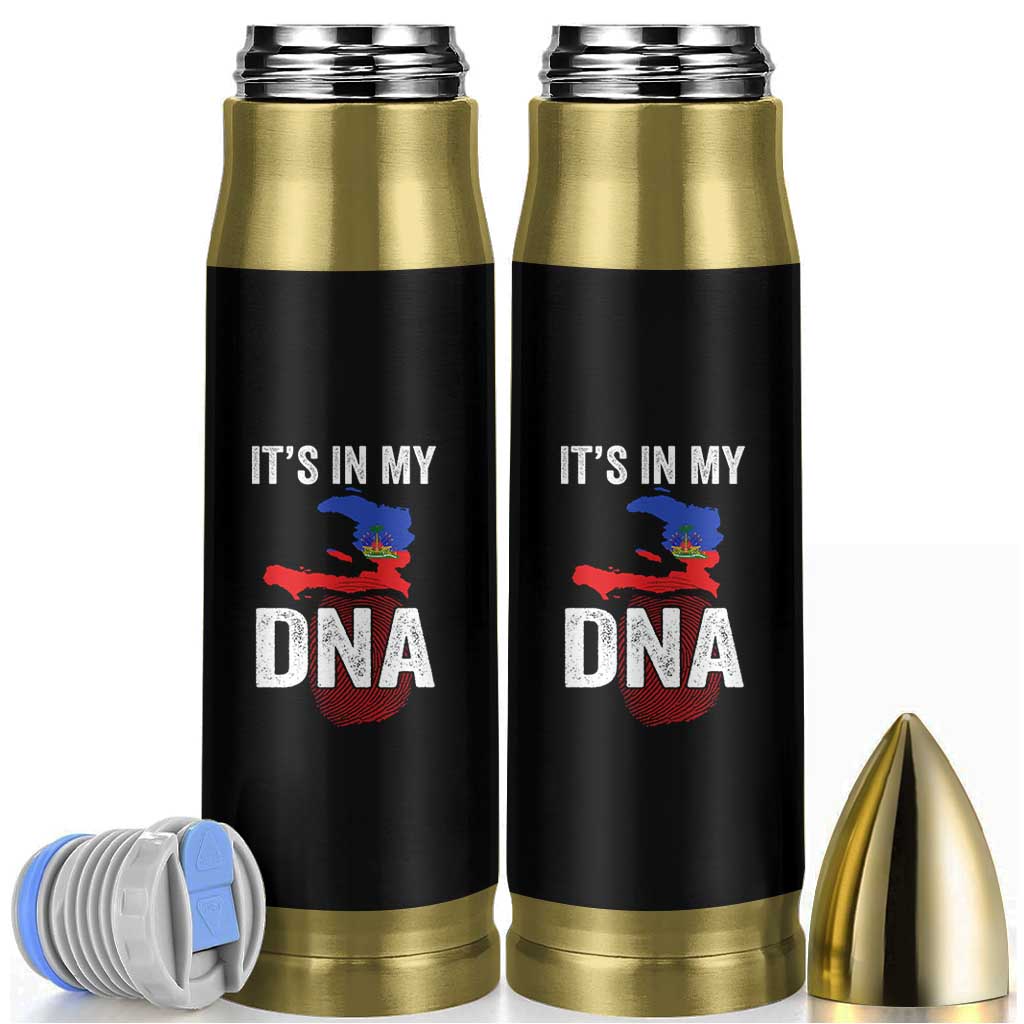 It's In My DNA Haitian Map and Fingerprint Flag Graphic Bullet Tumbler Haiti Heritage Pride