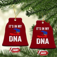 It's In My DNA Haitian Map and Fingerprint Flag Graphic Ceramic Ornament Haiti Heritage Pride