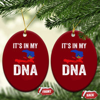 It's In My DNA Haitian Map and Fingerprint Flag Graphic Ceramic Ornament Haiti Heritage Pride