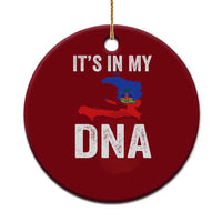 It's In My DNA Haitian Map and Fingerprint Flag Graphic Ceramic Ornament Haiti Heritage Pride