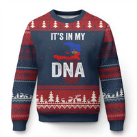 It's In My DNA Haitian Map and Fingerprint Flag Graphic Ugly Christmas Sweater Haiti Heritage Pride