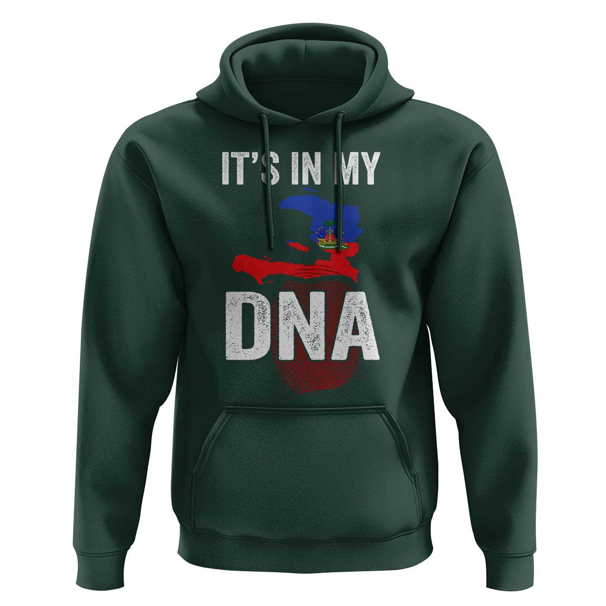 It's In My DNA Haitian Map and Fingerprint Flag Graphic Hoodie Haiti Heritage Pride