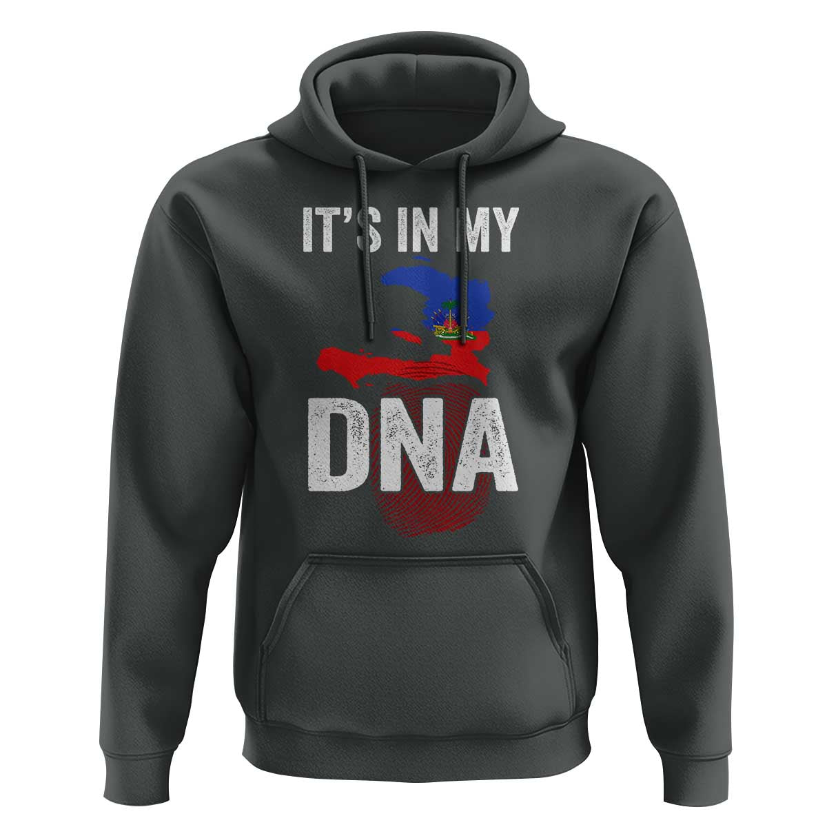 It's In My DNA Haitian Map and Fingerprint Flag Graphic Hoodie Haiti Heritage Pride