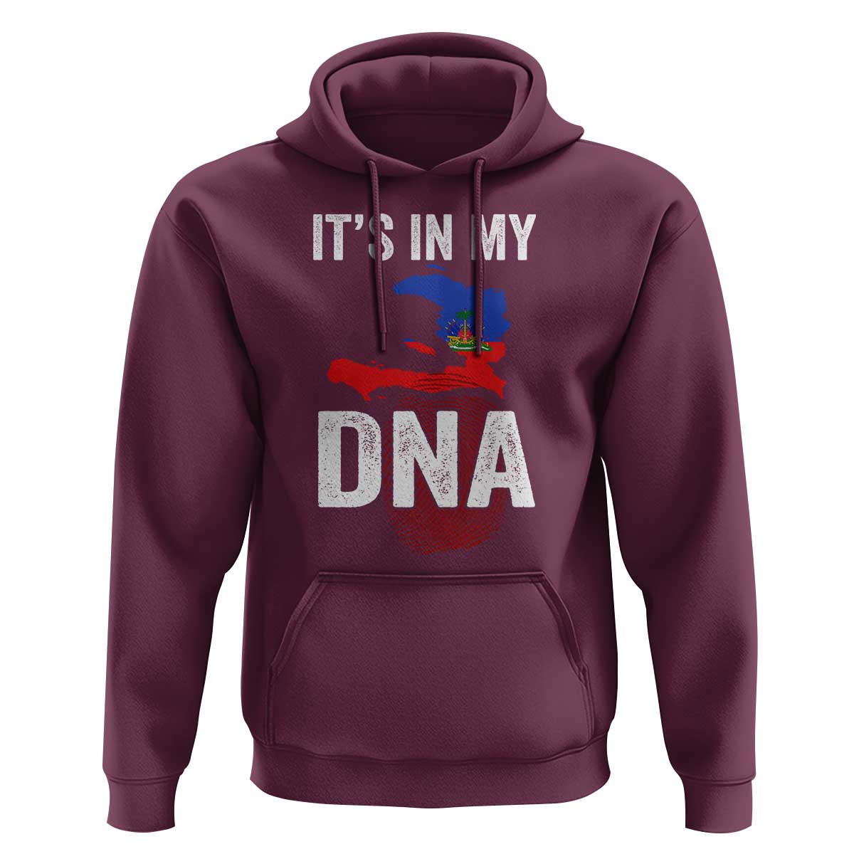 It's In My DNA Haitian Map and Fingerprint Flag Graphic Hoodie Haiti Heritage Pride