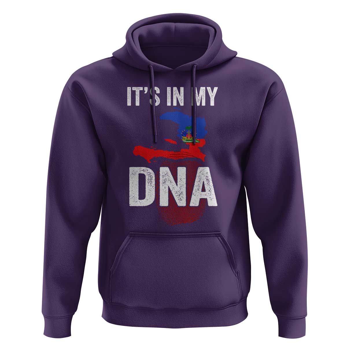 It's In My DNA Haitian Map and Fingerprint Flag Graphic Hoodie Haiti Heritage Pride