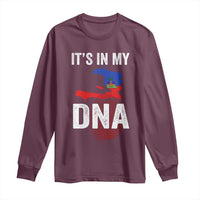 It's In My DNA Haitian Map and Fingerprint Flag Graphic Long Sleeve Shirt Haiti Heritage Pride