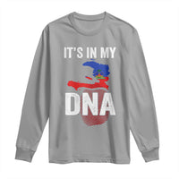 It's In My DNA Haitian Map and Fingerprint Flag Graphic Long Sleeve Shirt Haiti Heritage Pride