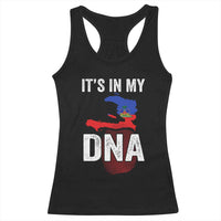 It's In My DNA Haitian Map and Fingerprint Flag Graphic Racerback Tank Top Haiti Heritage Pride