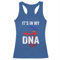 It's In My DNA Haitian Map and Fingerprint Flag Graphic Racerback Tank Top Haiti Heritage Pride