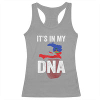 It's In My DNA Haitian Map and Fingerprint Flag Graphic Racerback Tank Top Haiti Heritage Pride