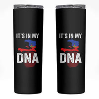 It's In My DNA Haitian Map and Fingerprint Flag Graphic Skinny Tumbler Haiti Heritage Pride