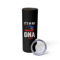 It's In My DNA Haitian Map and Fingerprint Flag Graphic Skinny Tumbler Haiti Heritage Pride